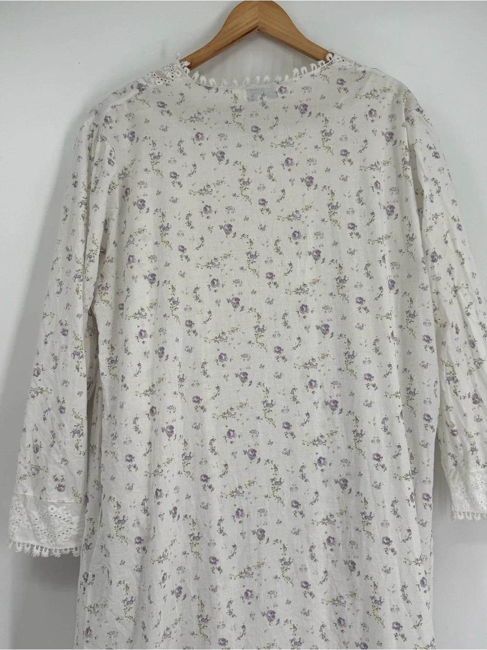 The 1 for U You Rosalind Long Cotton Robe /Gown Set Lilac Rose Lace Size XL/XXL